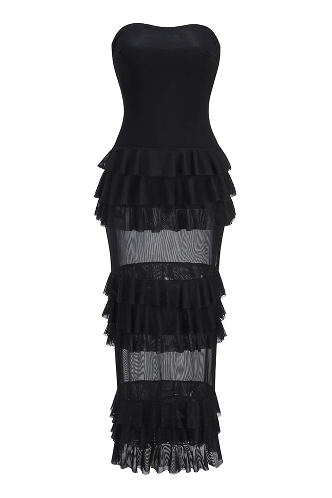 Strapless Ruffle Midi Dress – IULOVER