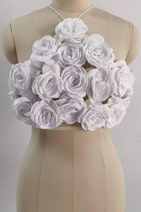 Top curto com flores 3D