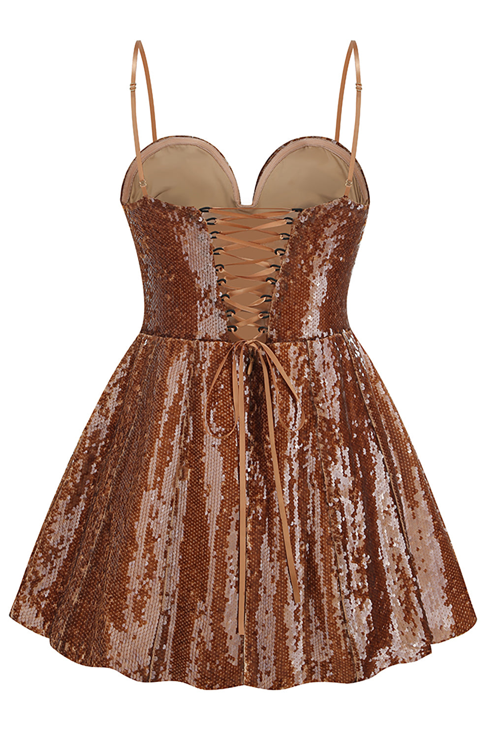 3D Flower Corset Sequin A Dress Brown / Small 3D Flower Corset Sequin A Dress Brown / Small