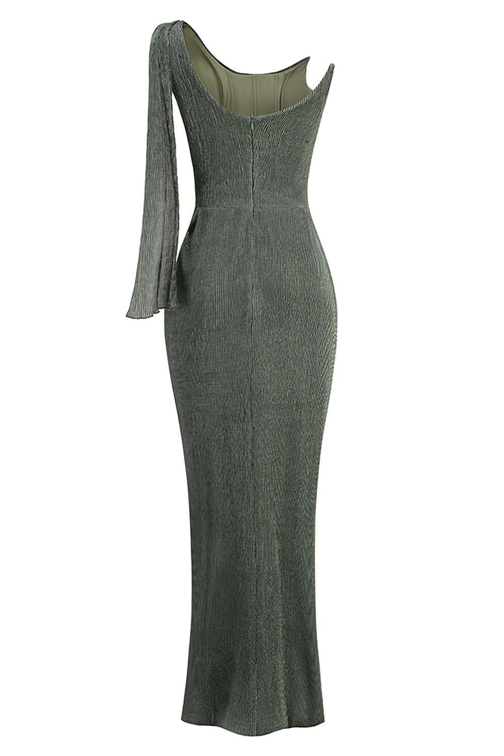 Asymmetric Ruched Textured Maxi Dress