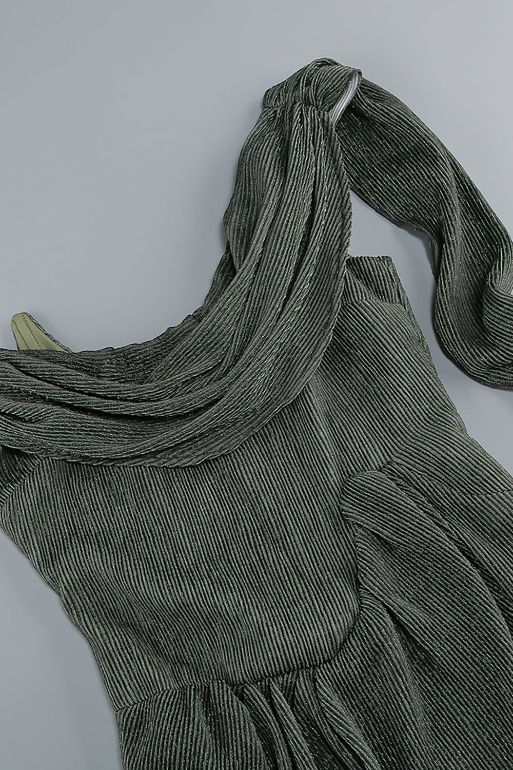 Asymmetric Ruched Textured Maxi Dress