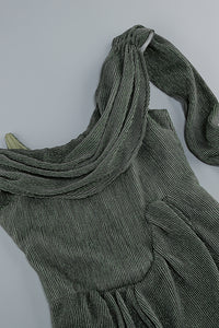 Asymmetric Ruched Textured Maxi Dress