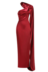 Backless Cape Asymmetrical Maxi Dress