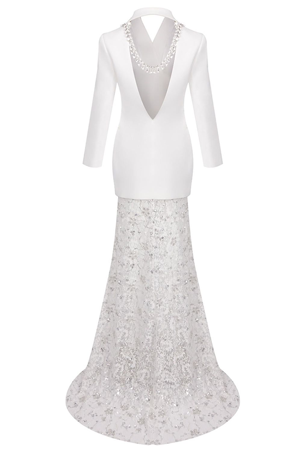 Crystal Sequin-embellished Blazer Lace Maxi Skirt