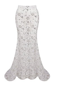 Crystal Sequin-embellished Blazer Lace Maxi Skirt