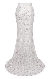 Crystal Sequin-embellished Blazer Lace Maxi Skirt