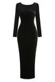Backless Crystal Velvet Dress in Black