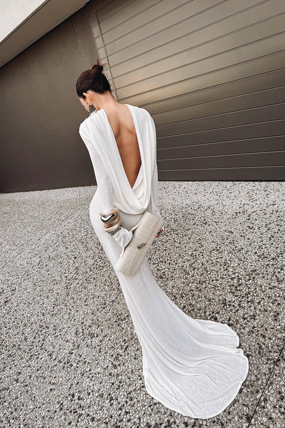 Backless Flared-cuffs Gown