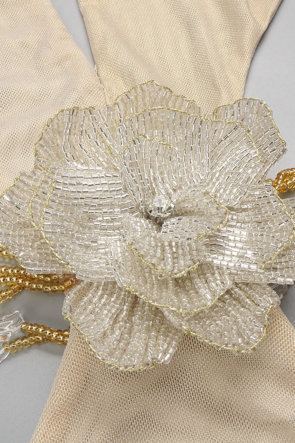 Backless Floral Crystal Gown