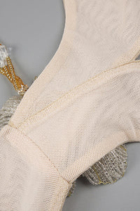 Backless Floral Crystal Gown