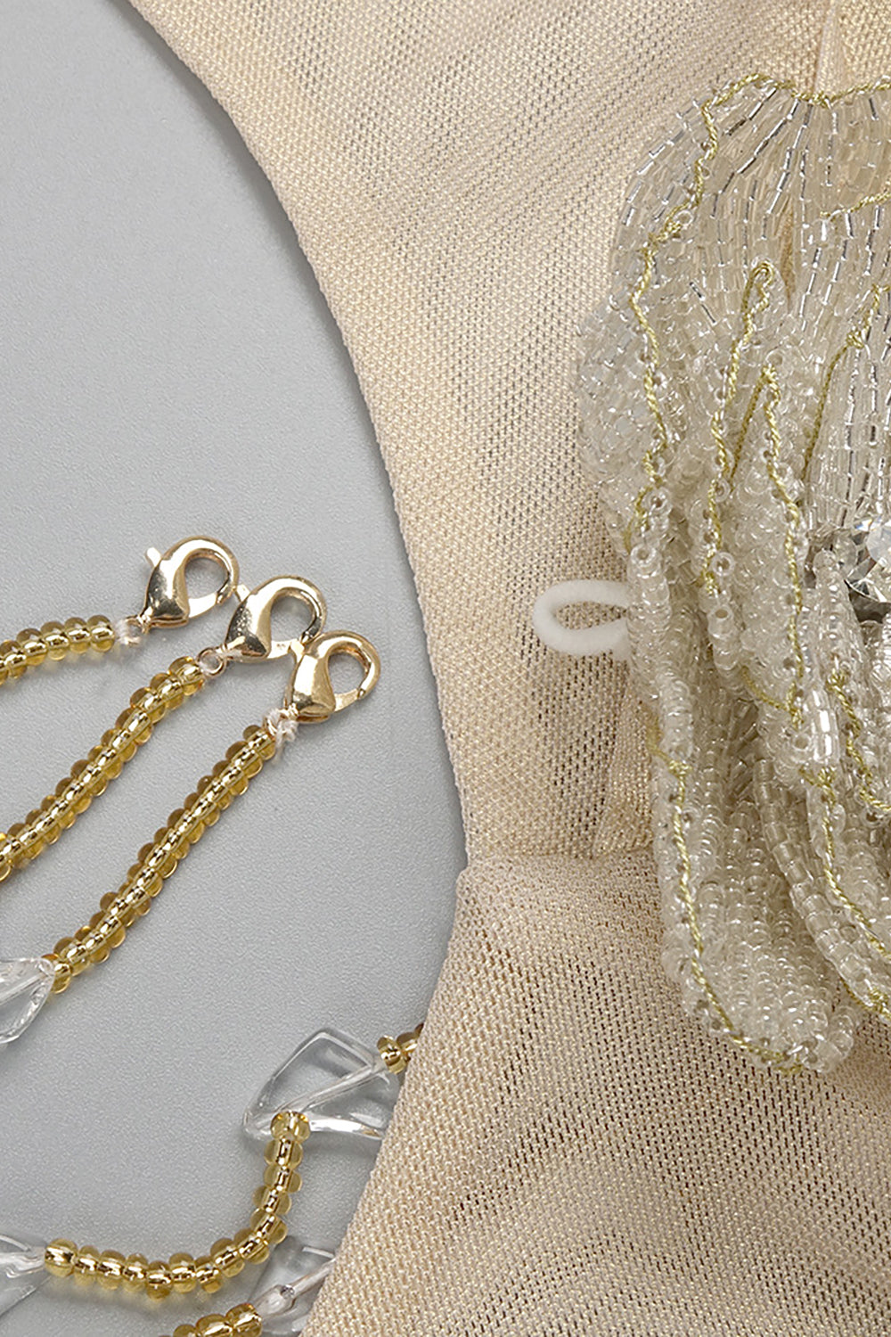 Backless Floral Crystal Gown