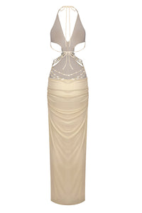 Backless Floral Crystal Gown