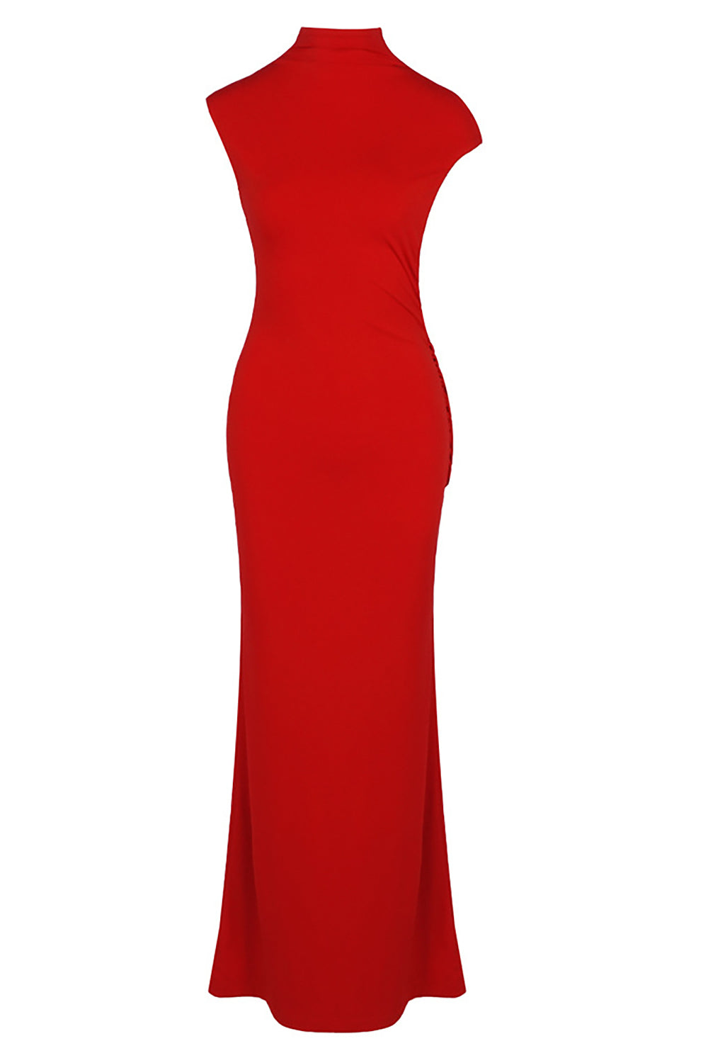 Backless Gathered Maxi Dress in Red