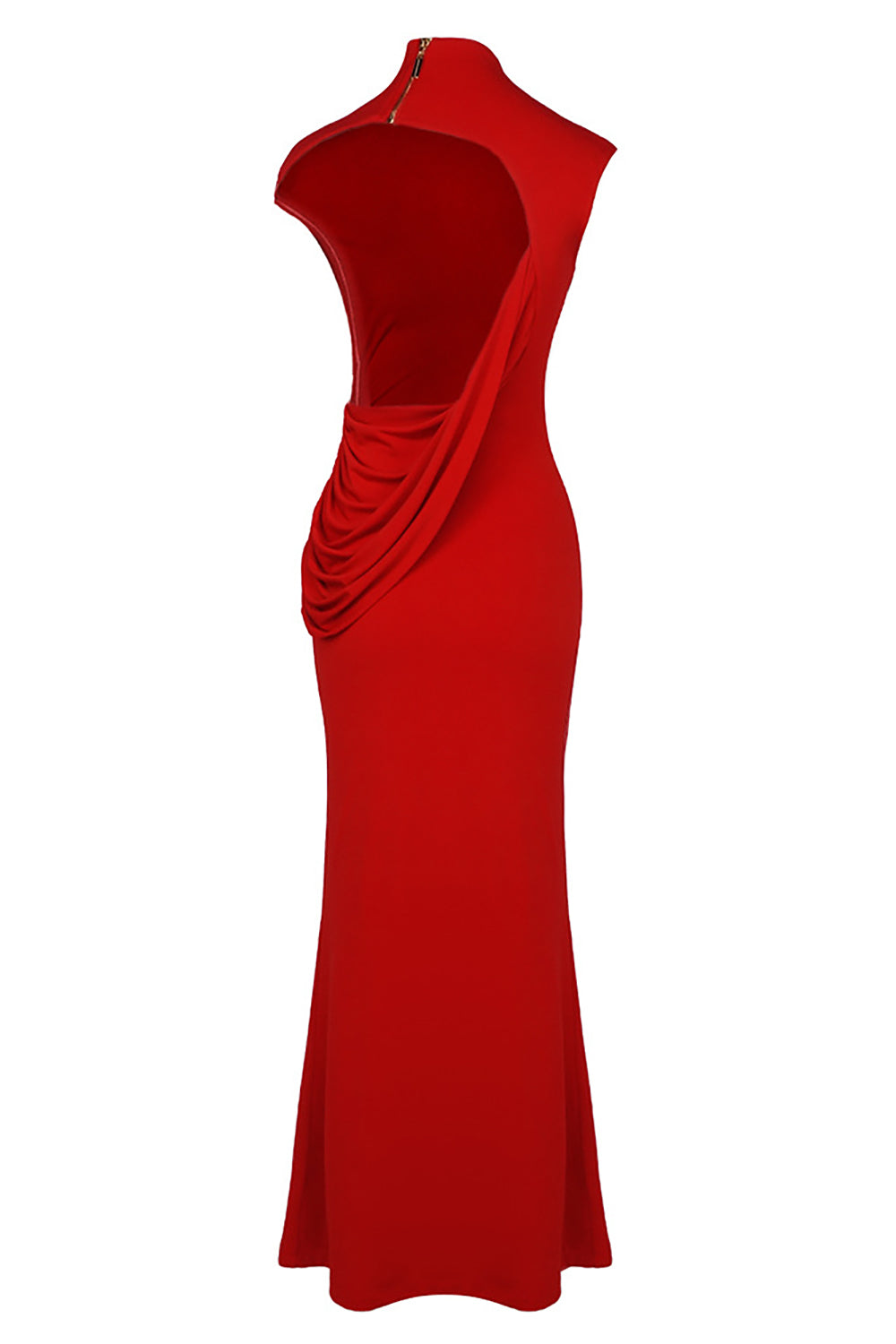 Backless Gathered Maxi Dress in Red
