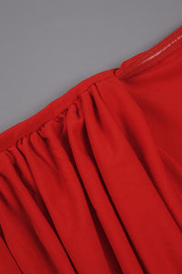 Backless Gathered Maxi Dress in Red