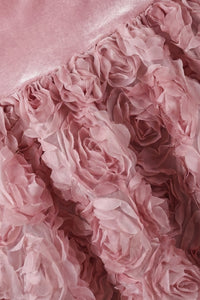 Backless Rose Applique Tulle Gown