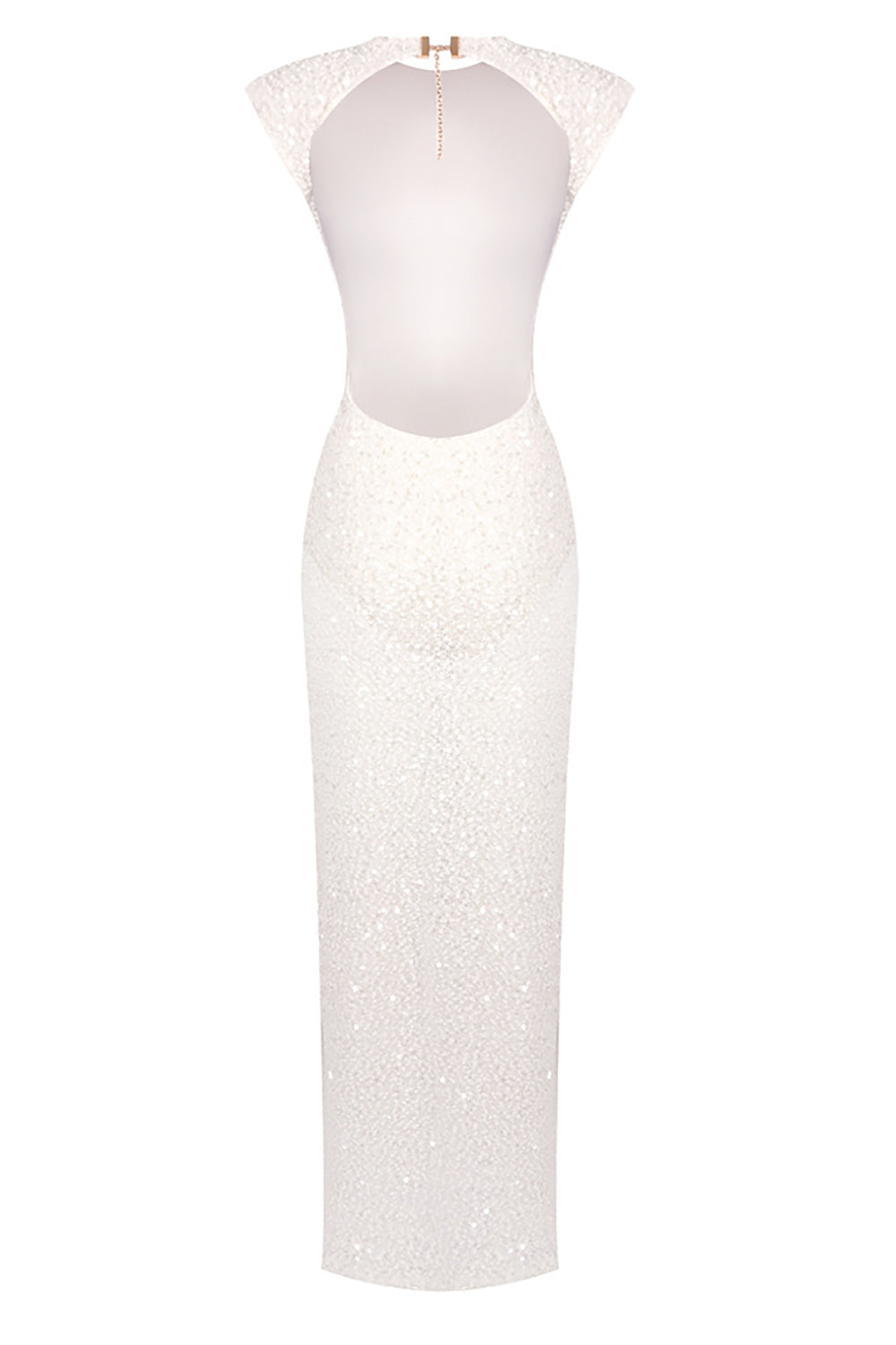 Backless Sequin-embellished Maxi Dress White