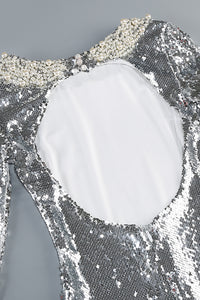 Backless Sequin Bow Maxi Dress