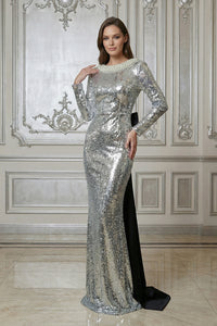 Backless Sequin Bow Maxi Dress