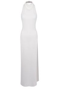 Backless Tail Slit Halter Gown