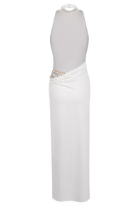 Backless Tail Slit Halter Gown