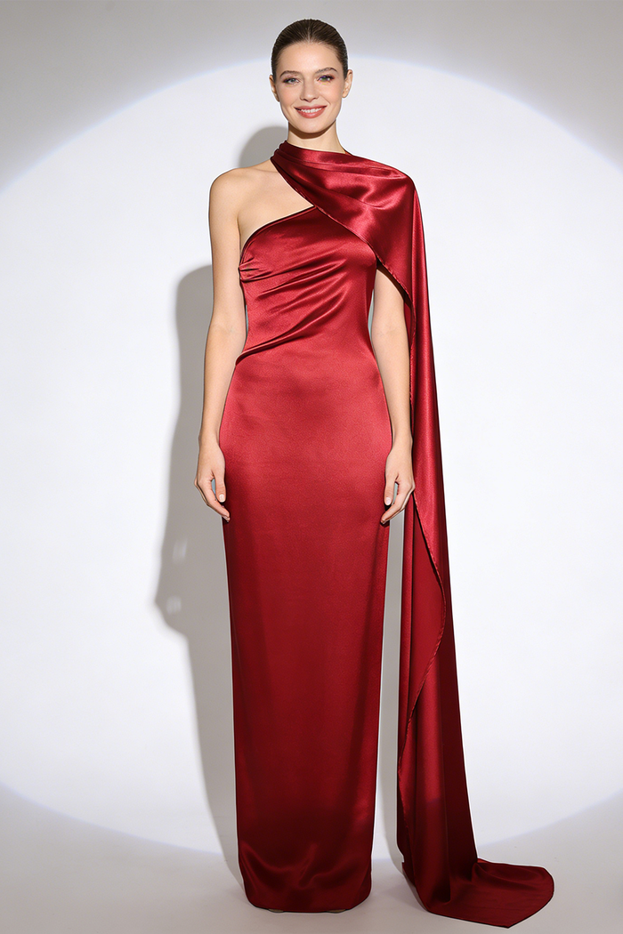Backless Cape Asymmetrical Maxi Dress IULOVER Backless Cape Asymmetrical Maxi Dress IULOVER
