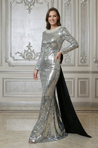 Backless Sequin Bow Maxi Dress