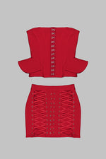 Bandeau Heart Laces Bustier & Skirts Two Piece Set