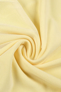 Bandeau Neck Flared Mesh Maxi Dress