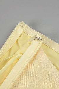 Bandeau Neck Flared Mesh Maxi Dress