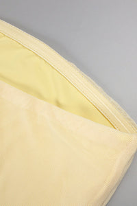 Bandeau Neck Flared Mesh Maxi Dress