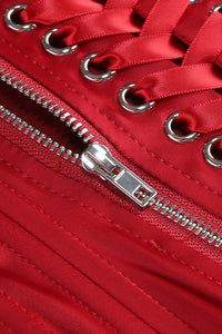 Beaded Applique Lace-up Midi Dress