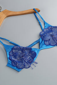 Beaded Applique Lace-up Midi Dress