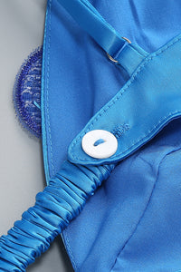 Beaded Applique Lace-up Midi Dress