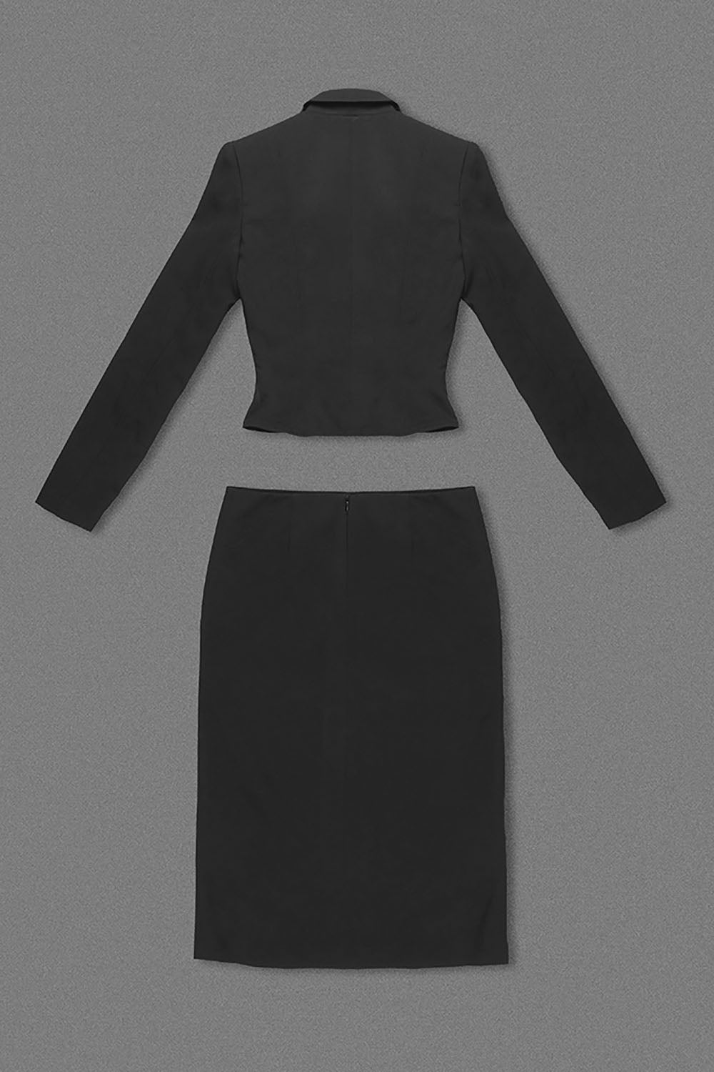 Falda midi con abertura y blazer Cyber ​​Shibari negro de dos piezas