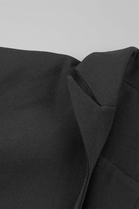 Black Cyber Shibari Blazer Slit Midi Skirt Two Pieces