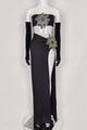 Black Strapless Diamond Studded Vest High Split Skirt Long Maxi Glove