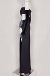 Black Strapless Diamond Studded Vest High Split Skirt Long Maxi Glove