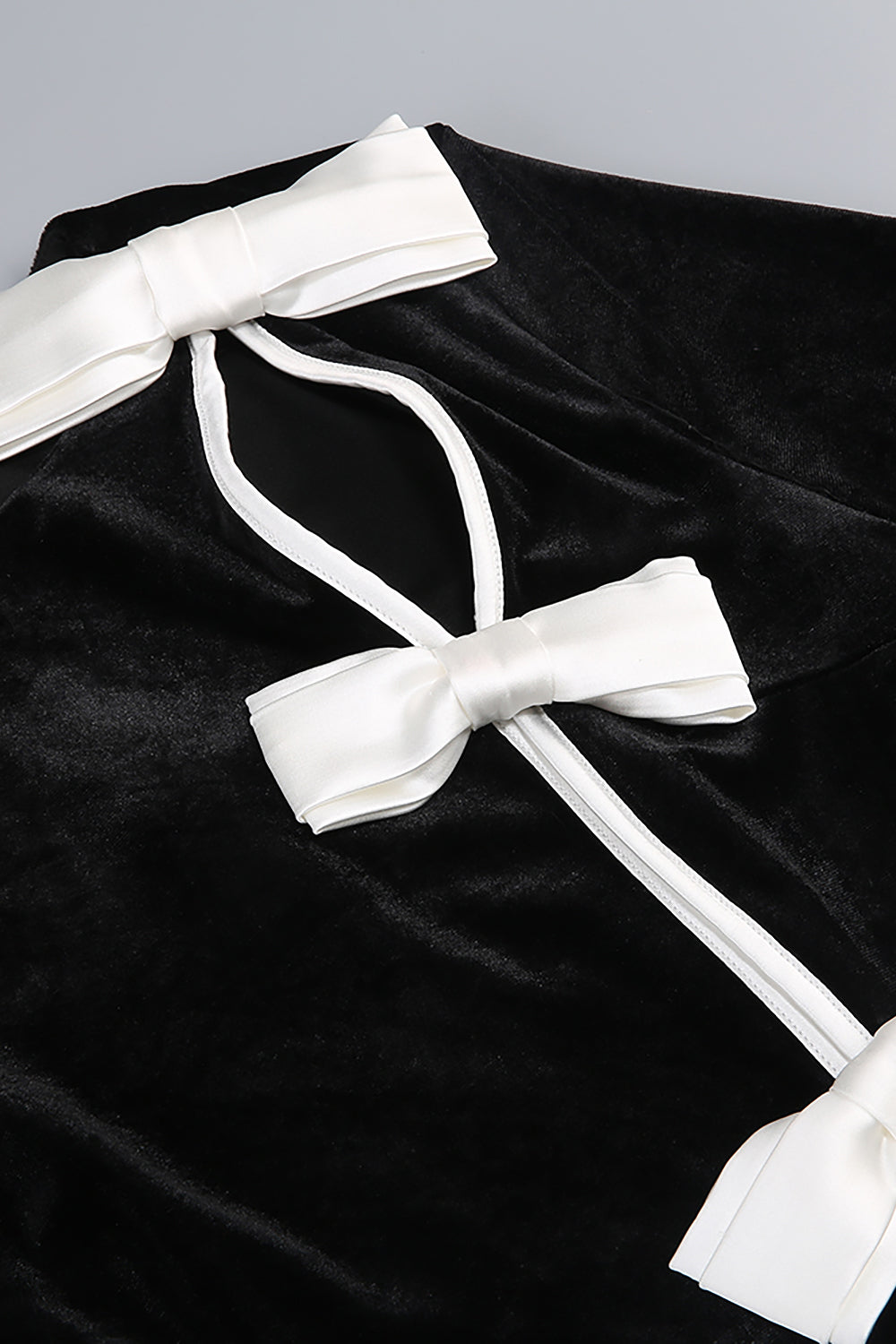 Bow Cascade Velvet Maxi Dress