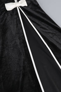 Bow Cascade Velvet Maxi Dress