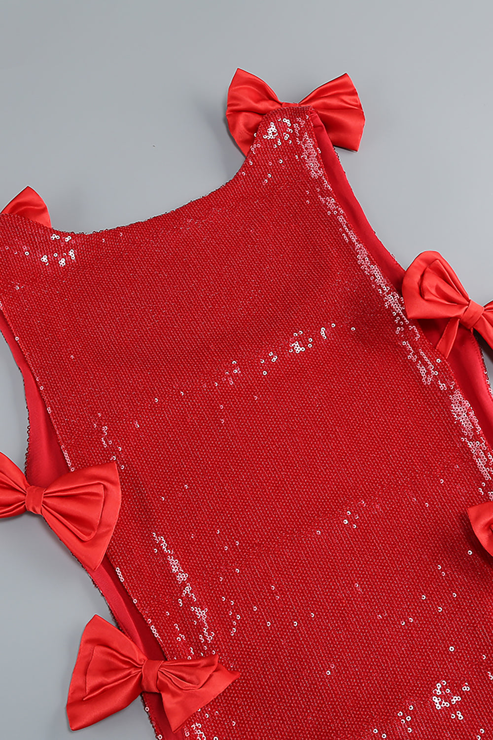 Bow Sequined Maxi Dress in Red