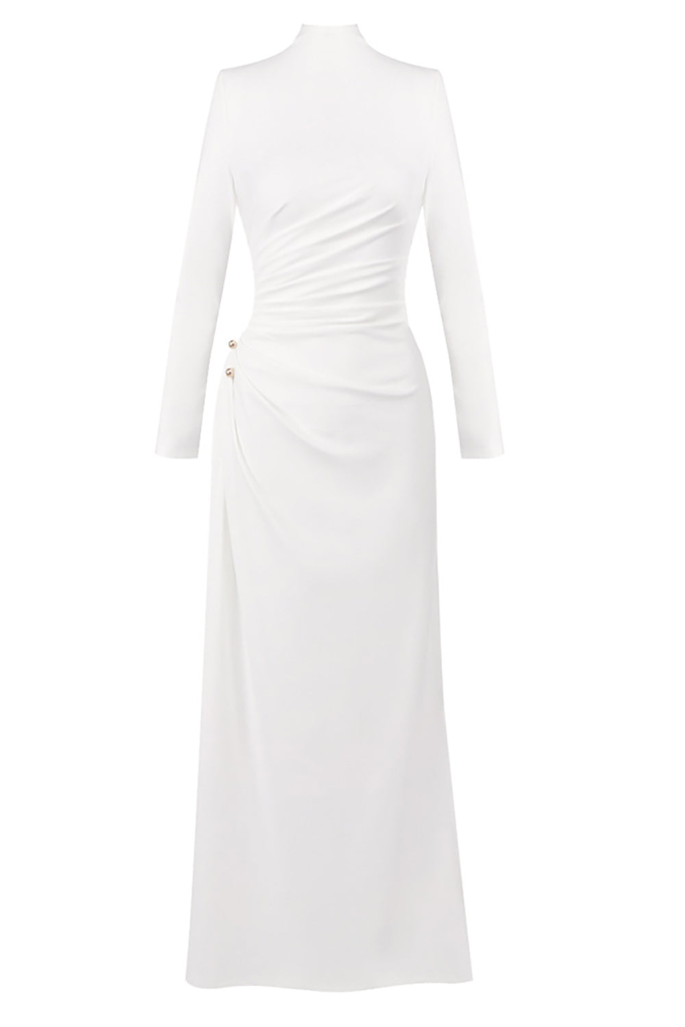 Brooch Long Sleeve Split Maxi Dress