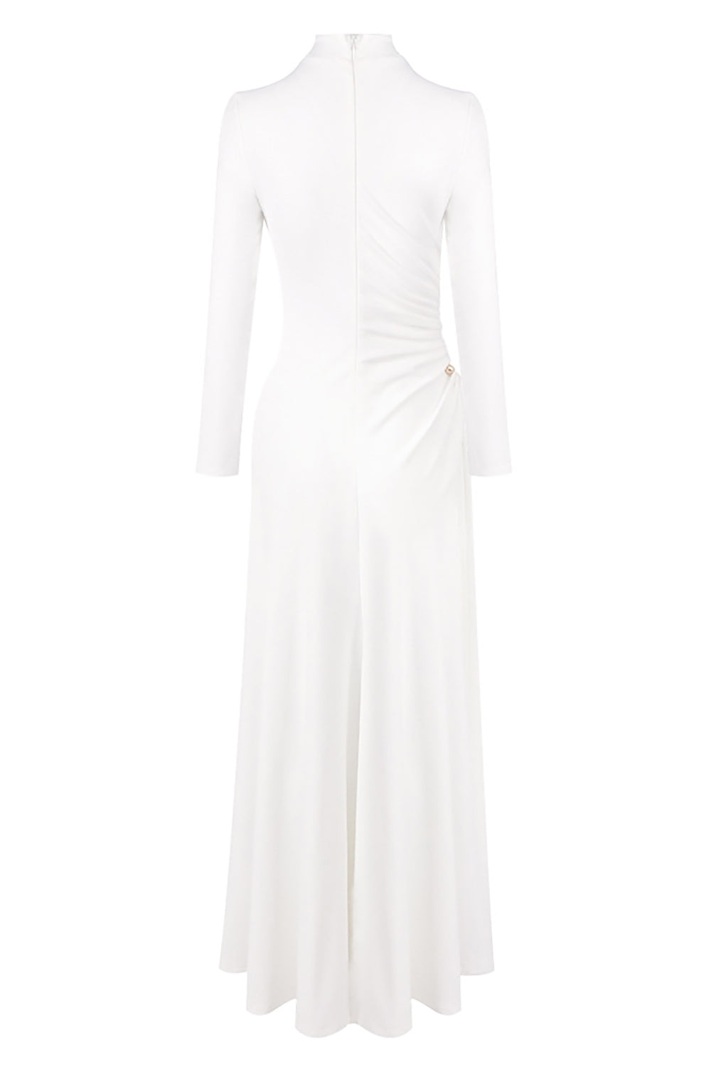 Brooch Long Sleeve Split Maxi Dress