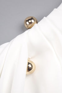 Brooch Long Sleeve Split Maxi Dress