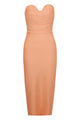 Strapless Bodycon Midi Bandage Dress In Green Rose Red