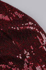 Feather Sequin Slits Dress In Burgundy