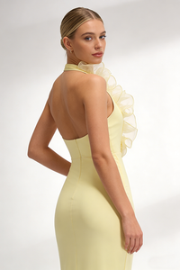 Butter Halter Flower Gown