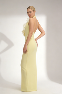 Butter Halter Flower Gown