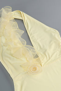Butter Halter Flower Gown