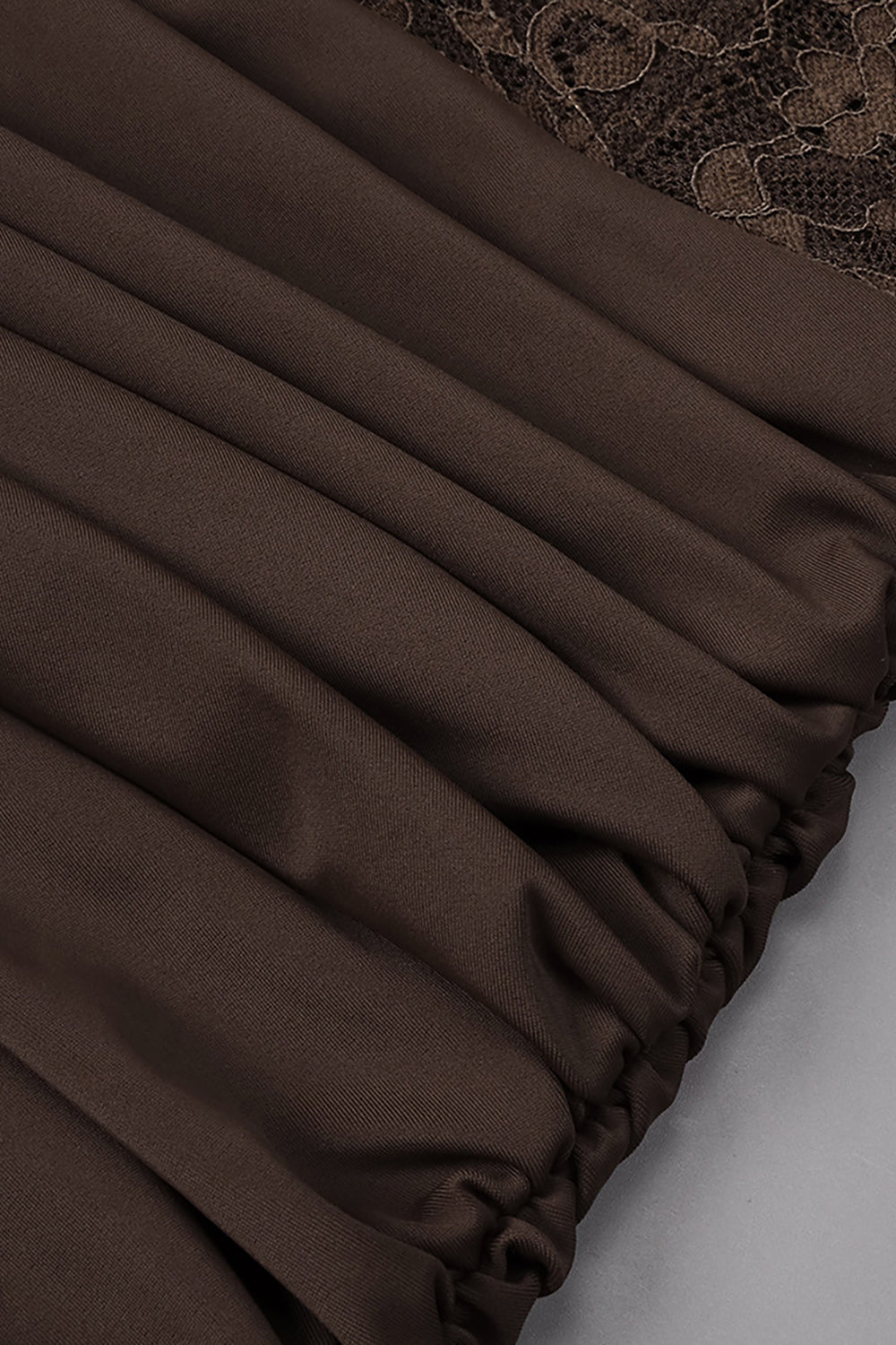 Cap Sleeves Pleated Lace Maxi Dress Borwn